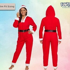 Women's  Mrs. Claus Funzies Santa Christmas Pajamas Costume Jumpsuit Size XL NWT